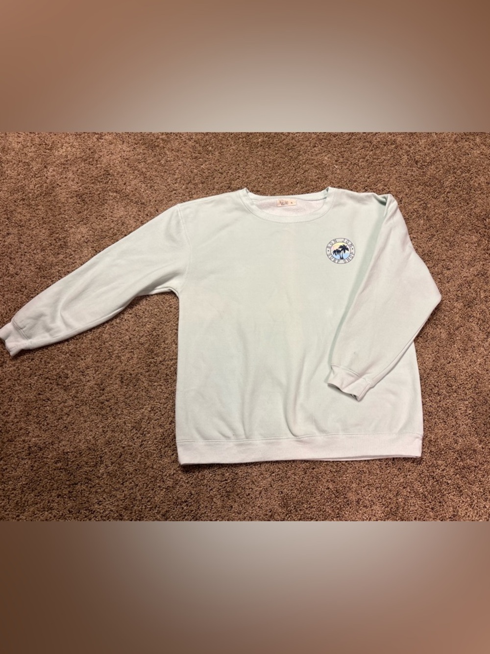 Ron Jon Light Mint Crewneck Sweatshirt with Palm Logo